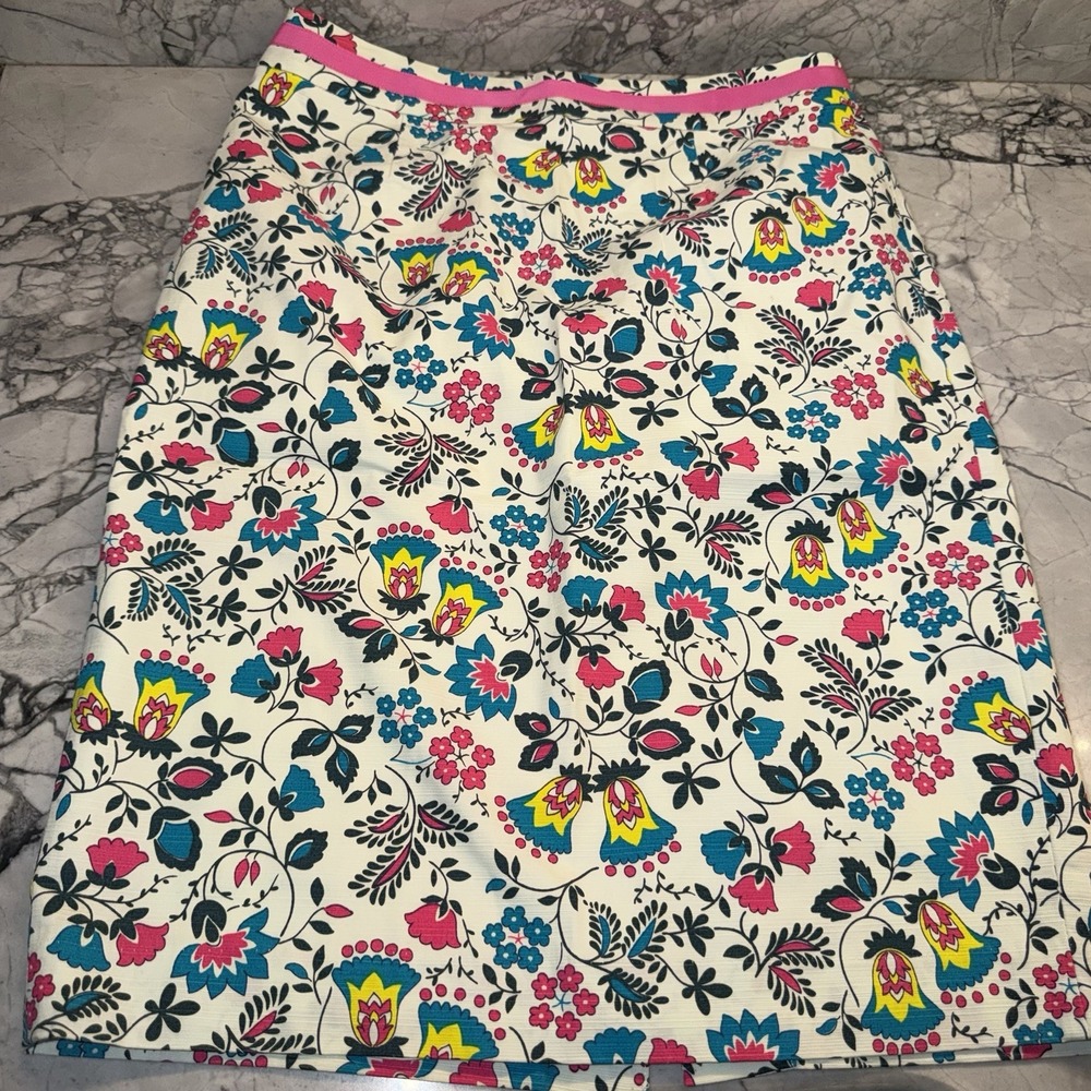 Boden Ivory Exotic Garden Floral Print Modern Pencil Skirt Womens Size 6